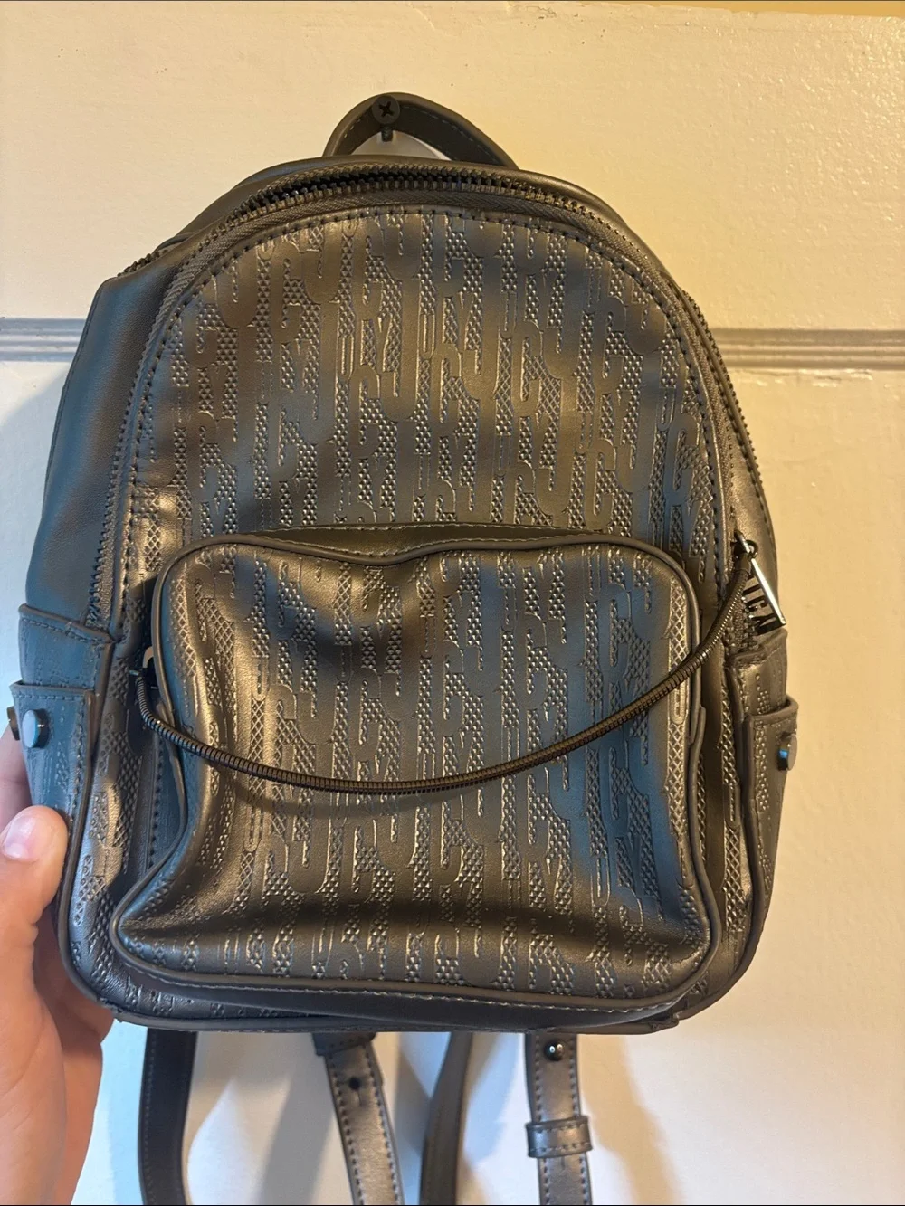 Juicy Couture Black Mini Logo-Embossed Backpack
